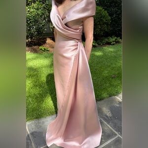 NWT Nicole Bakti Elegant Blush pink Satin Formal Gown, Mother of Bride MOB MOG 6